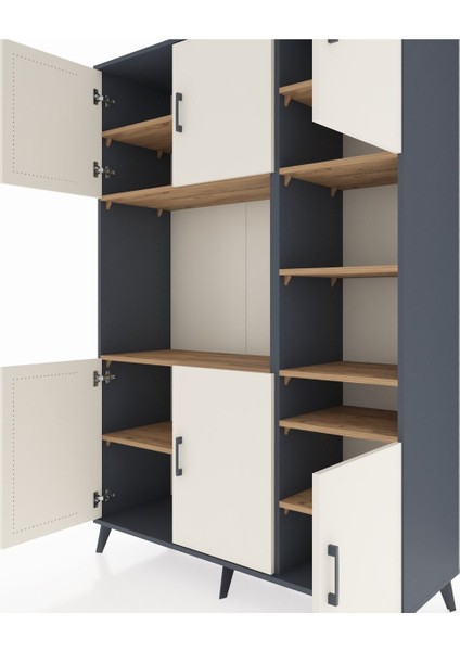 Hyperion Dolap 10 Raflı 6 Kapaklı 132X44X195 Antrasit-Aytaşı/çam fırsatları