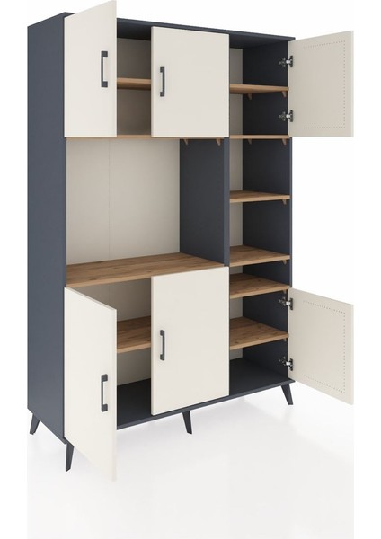 Hyperion Dolap 10 Raflı 6 Kapaklı 132X44X195 Antrasit-Aytaşı/çam indirimleri