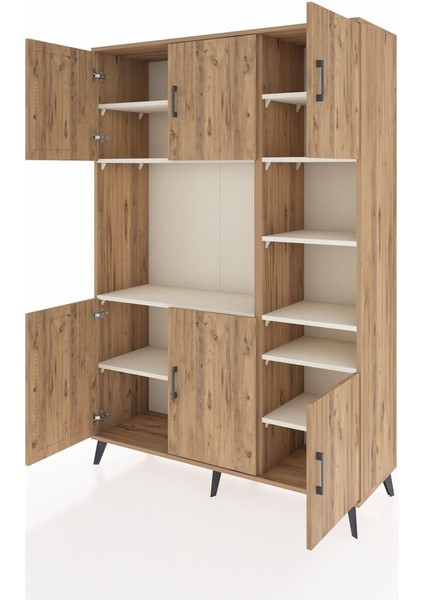 Hyperion Dolap 10 Raflı 6 Kapaklı 132X44X195 Çam-Çam/aytaşı modelleri