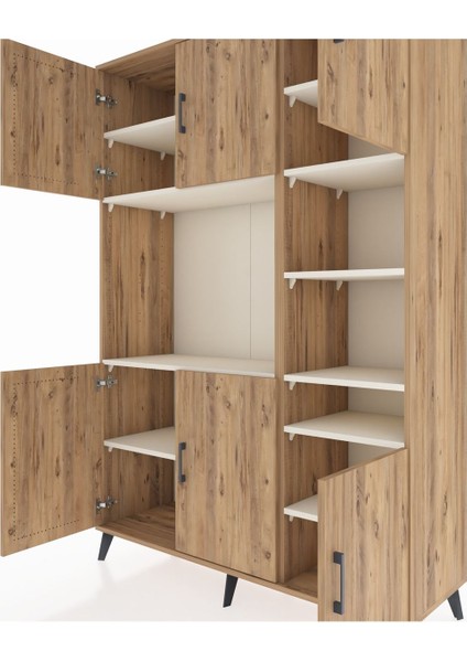 Hyperion Dolap 10 Raflı 6 Kapaklı 132X44X195 Çam-Çam/aytaşı fırsatları