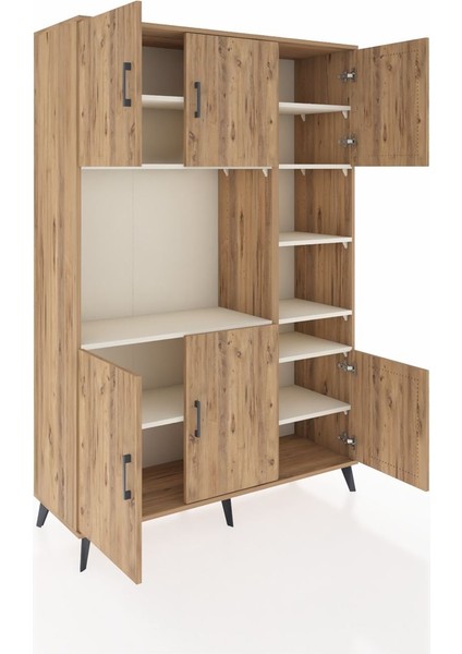 Hyperion Dolap 10 Raflı 6 Kapaklı 132X44X195 Çam-Çam/aytaşı indirimleri