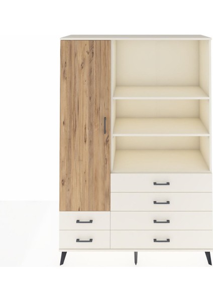 Hyperion Dolap 7 Raflı 6 Çekmeceli Tek Kapaklı 132X44X195 Aytaşı-Çam/aytaşı