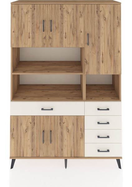 Hyperion Dolap 9 Raflı 5 Çekmeceli 5 Kapaklı 132X44X195 Çam-Çam/aytaşı