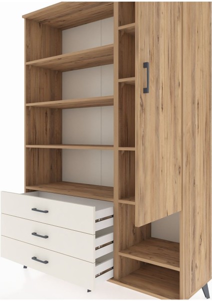 Hyperion Dolap 9 Raflı 3 Çekmeceli Tek Kapaklı 132X44X195 Çam-Çam/aytaşı fırsatları