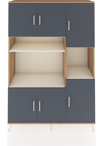 Hyperion Dolap 9 Raflı 6 Kapaklı 132X44X195 Çam-Antrasit/aytaşı