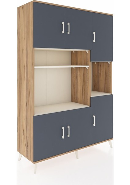 Hyperion Dolap 9 Raflı 6 Kapaklı 132X44X195 Çam-Antrasit/aytaşı fiyatları