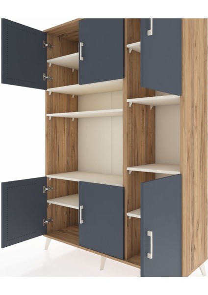 Hyperion Dolap 9 Raflı 6 Kapaklı 132X44X195 Çam-Antrasit/aytaşı fırsatları