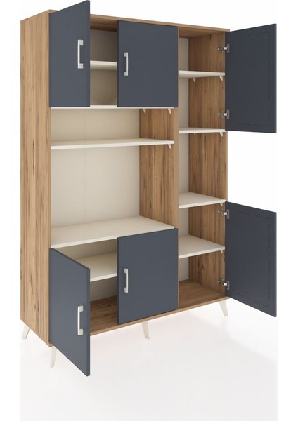 Hyperion Dolap 9 Raflı 6 Kapaklı 132X44X195 Çam-Antrasit/aytaşı indirimleri