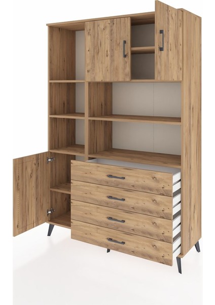 Hyperion Dolap 8 Raflı 4 Çekmeceli 3 Kapaklı 132X44X195 Çam-Çam/çam modelleri