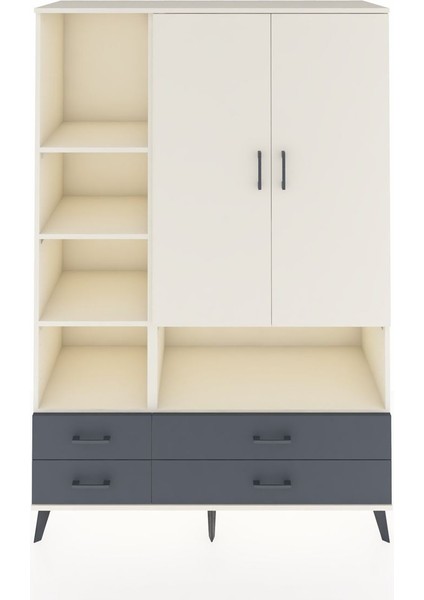 Hyperion Dolap 8 Raflı 4 Çekmeceli 2 Kapaklı 132X44X195 Aytaşı-Aytaşı/antrasit