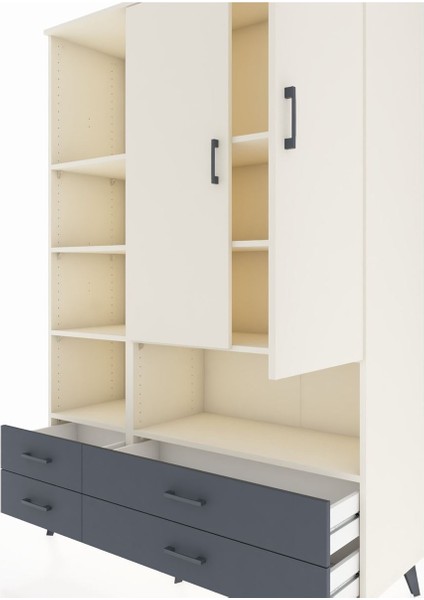 Hyperion Dolap 8 Raflı 4 Çekmeceli 2 Kapaklı 132X44X195 Aytaşı-Aytaşı/antrasit fırsatları