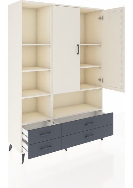 Hyperion Dolap 8 Raflı 4 Çekmeceli 2 Kapaklı 132X44X195 Aytaşı-Aytaşı/antrasit indirimleri