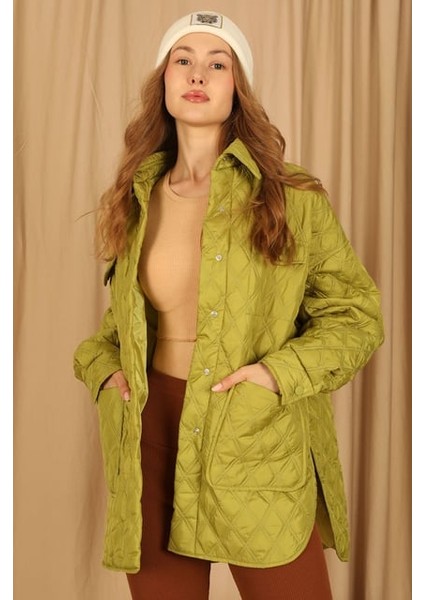 Kapitone Kumaş Çift Dikiş Desen Kadın Mont fiyatları