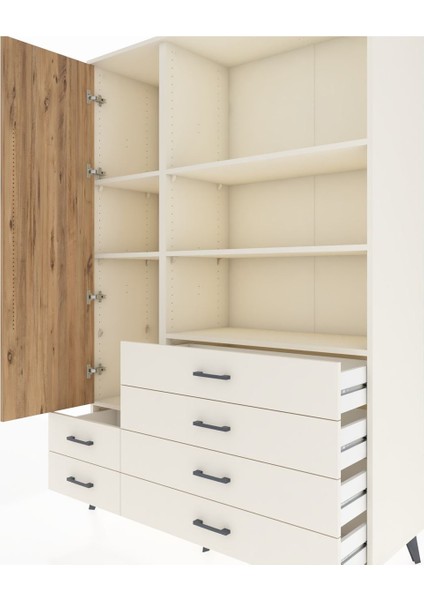 Hyperion Dolap 7 Raflı 6 Çekmeceli Tek Kapaklı 132X44X195 Aytaşı-Çam/aytaşı fırsatları