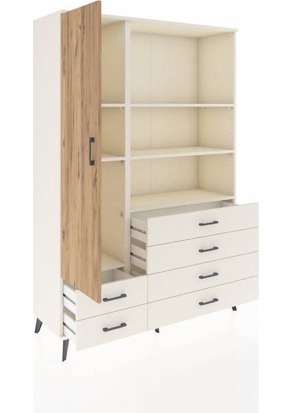 Hyperion Dolap 7 Raflı 6 Çekmeceli Tek Kapaklı 132X44X195 Aytaşı-Çam/aytaşı indirimleri
