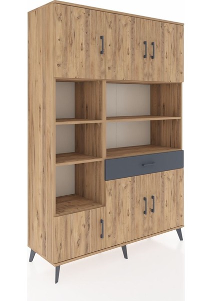 Hyperion Dolap 10 Raflı Tek Çekmeceli 6 Kapaklı 132X44X195 Çam-Çam/antrasit fiyatları