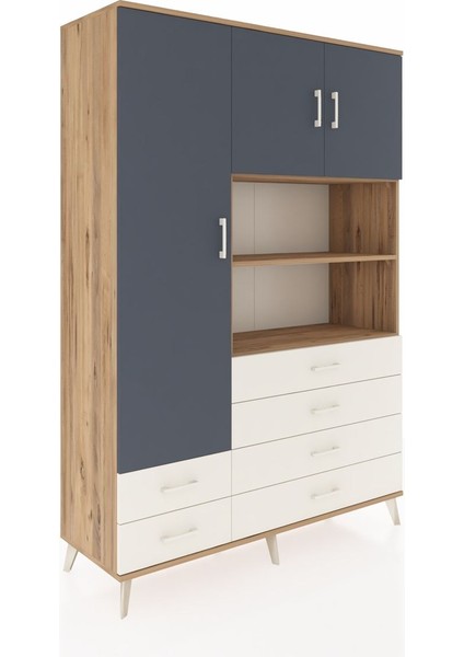 Hyperion Dolap 8 Raflı 6 Çekmeceli 3 Kapaklı 132X44X195 Çam-Antrasit/aytaşı fiyatları