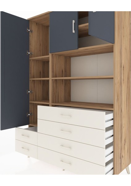 Hyperion Dolap 8 Raflı 6 Çekmeceli 3 Kapaklı 132X44X195 Çam-Antrasit/aytaşı fırsatları