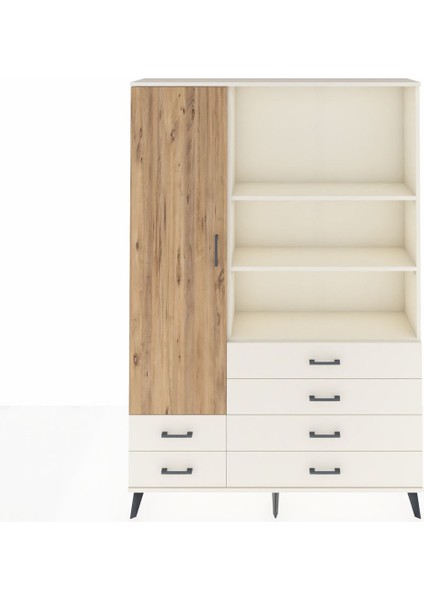Arges Dolap 7 Raflı 6 Çekmeceli Tek Kapaklı 132X30X195 Aytaşı-Çam/aytaşı