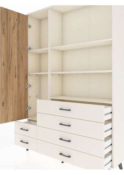 Arges Dolap 7 Raflı 6 Çekmeceli Tek Kapaklı 132X30X195 Aytaşı-Çam/aytaşı fırsatları