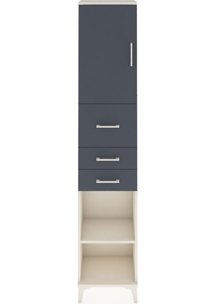 Arges Dolap 3 Raflı 3 Çekmeceli Tek Kapaklı 44X30X221 Aytaşı-Antrasit