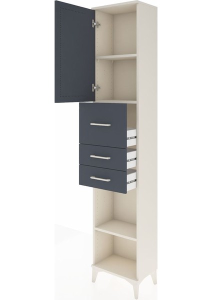 Arges Dolap 3 Raflı 3 Çekmeceli Tek Kapaklı 44X30X221 Aytaşı-Antrasit fırsatları