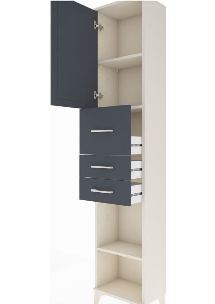 Arges Dolap 3 Raflı 3 Çekmeceli Tek Kapaklı 44X30X221 Aytaşı-Antrasit indirimleri