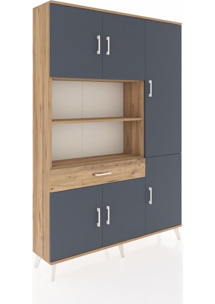 Arges Dolap 10 Raflı Tek Çekmeceli 6 Kapaklı 132X30X195 Çam-Antrasit/çam fiyatları