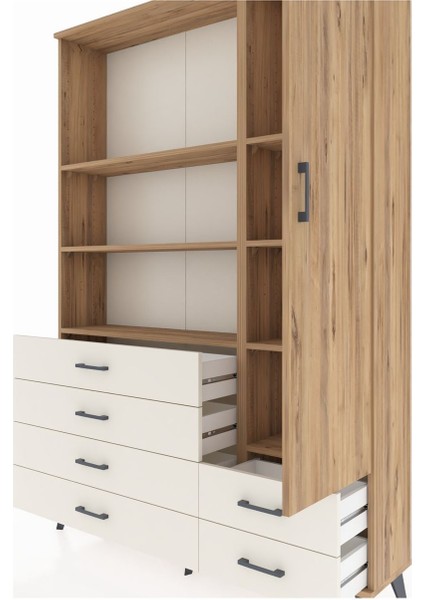 Arges Dolap 7 Raflı 6 Çekmeceli Tek Kapaklı 132X30X195 Çam-Çam/aytaşı fırsatları