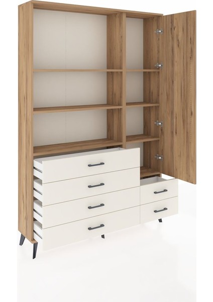 Arges Dolap 7 Raflı 6 Çekmeceli Tek Kapaklı 132X30X195 Çam-Çam/aytaşı indirimleri