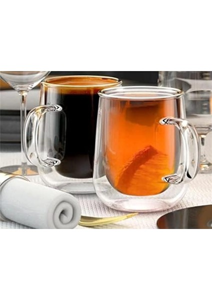 Adet Çift Cidarlı Cam Kupa 225 ml Çift Camlı Zarif Kupa modelleri