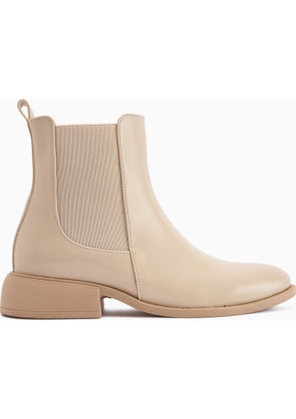 Juta Bej Lastikli Çekme Kadın Bot