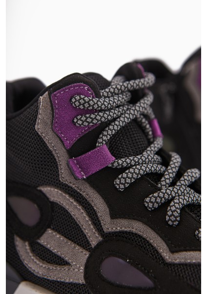 Emma Siyah Süet Detaylı Bağcıklı Kadın Spor Bot modelleri