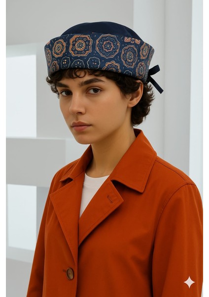 Desenli Kumaş Kadın Beret Şapka – Şehir Şıklığı Aksesuarı modelleri