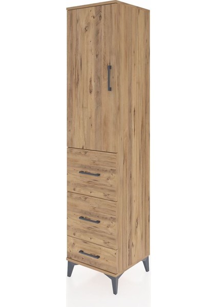 Hyperion Dolap 3 Raflı 3 Çekmeceli Tek Kapaklı 44X44X195 Çam-Çam modelleri