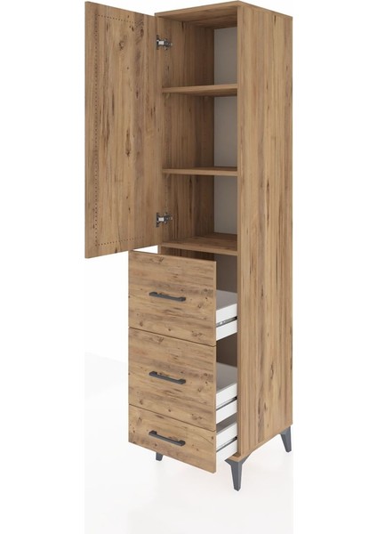 Hyperion Dolap 3 Raflı 3 Çekmeceli Tek Kapaklı 44X44X195 Çam-Çam fırsatları