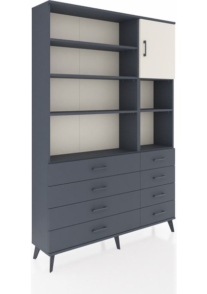 Arges Dolap 8 Raflı 8 Çekmeceli Tek Kapaklı 132X30X195 Antrasit-Aytaşı/antrasit fiyatları
