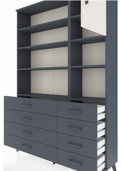 Arges Dolap 8 Raflı 8 Çekmeceli Tek Kapaklı 132X30X195 Antrasit-Aytaşı/antrasit fırsatları