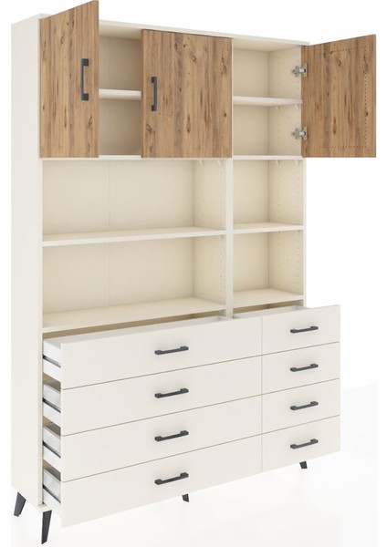 Arges Dolap 8 Raflı 8 Çekmeceli 3 Kapaklı 132X30X195 Aytaşı-Çam/aytaşı indirimleri