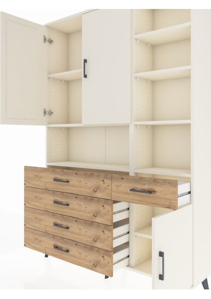 Arges Dolap 8 Raflı 5 Çekmeceli 3 Kapaklı 132X30X195 Aytaşı-Aytaşı/çam fırsatları