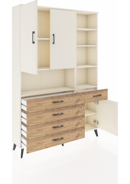 Arges Dolap 8 Raflı 5 Çekmeceli 3 Kapaklı 132X30X195 Aytaşı-Aytaşı/çam indirimleri