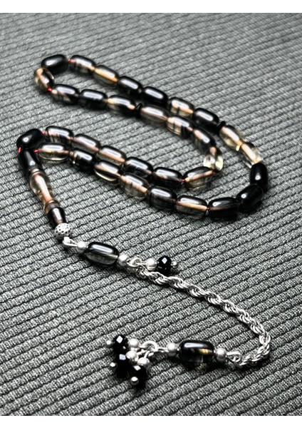 Ateş Kehribar Kapsül Model 925 Ayar Gümüş Tesbih