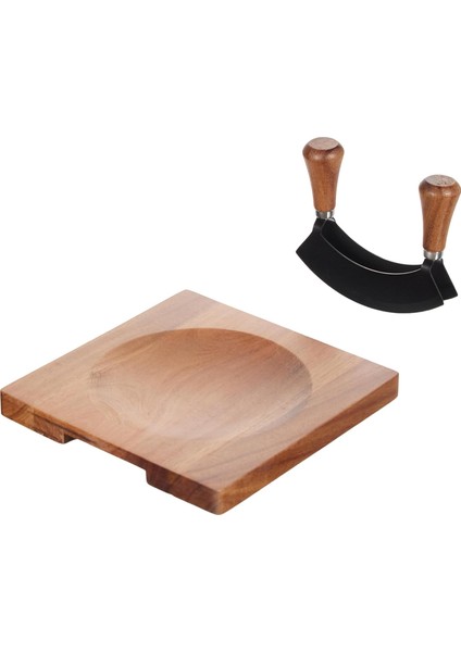 Agni Akasya Bıçaklı Kesme Tahtası 20X20 cm