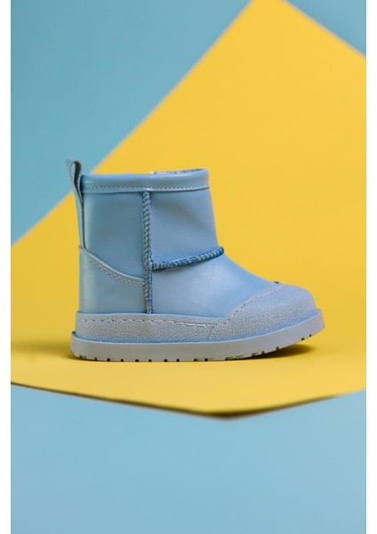 Gilla Mavi Ters Dikiş Detaylı Içi Kürklü Bebe Bot