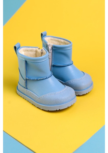 Gilla Mavi Ters Dikiş Detaylı Içi Kürklü Bebe Bot modelleri