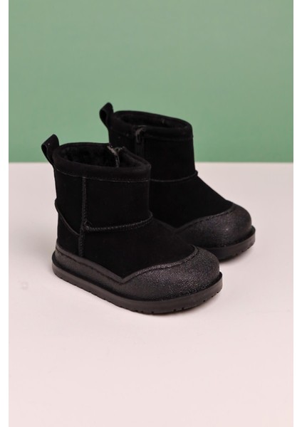 Gilla Siyah Süet Ters Dikiş Detaylı Içi Kürklü Bebe Bot modelleri