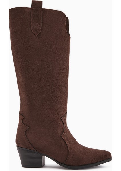 Frida Kahve Süet Western Kadın Çizme