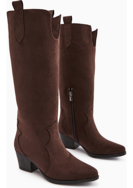 Frida Kahve Süet Western Kadın Çizme modelleri