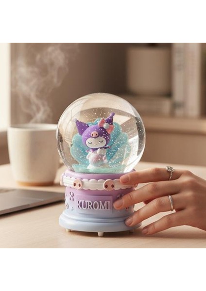 Kuromi Figürlü Büyük Boy Püskürtmeli Müzikli Işıklı Kar Küresi