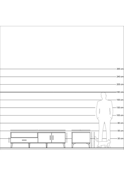 Kronos Tv Ünitesi 2 Raflı Tek Çekmeceli 2 Kapaklı 176X59X51 Antrasit-Çam/antrasit indirimleri